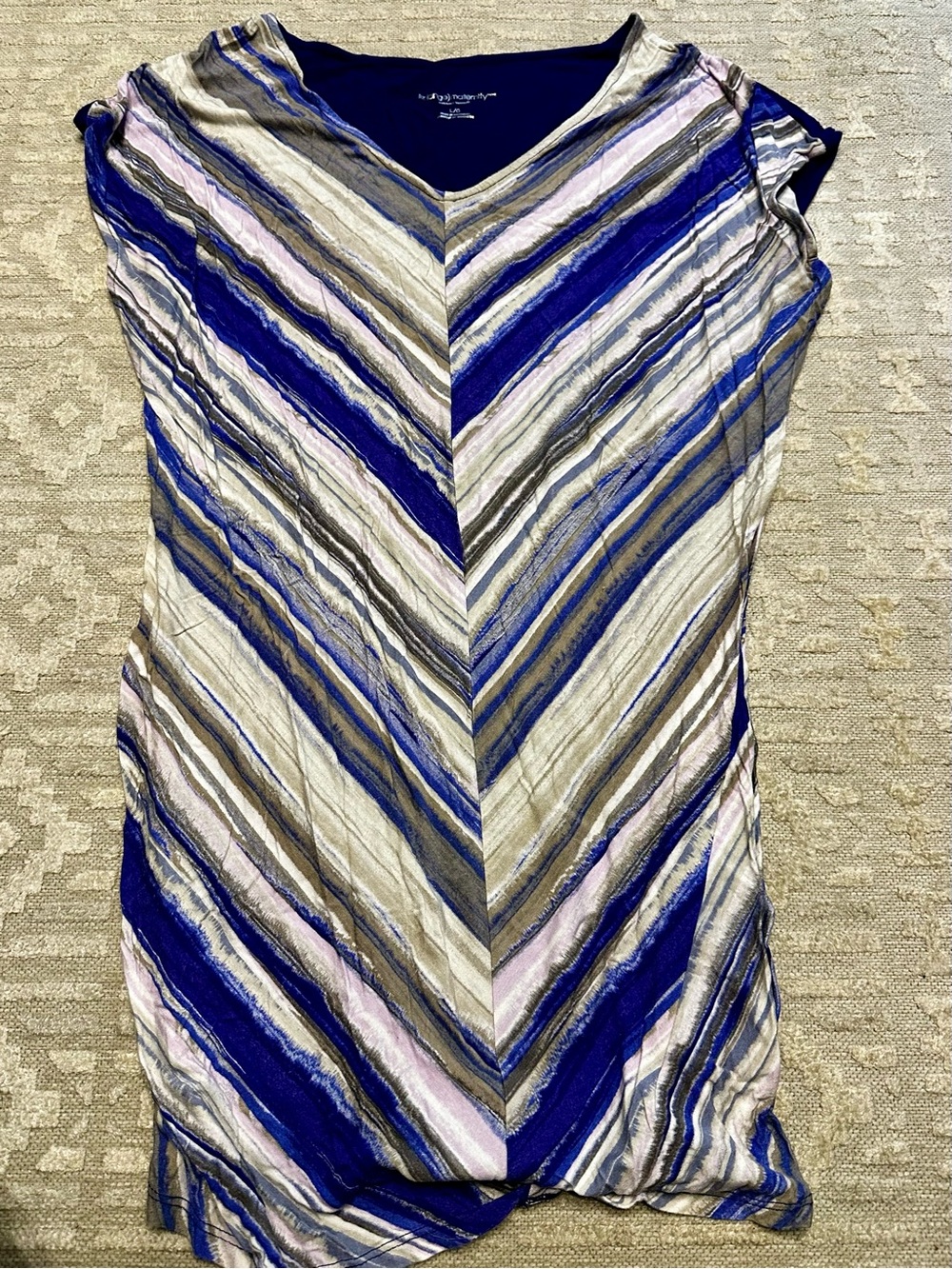 Liz Lange for Target Blue Cream Gray Striped V-Neck Maternity Top